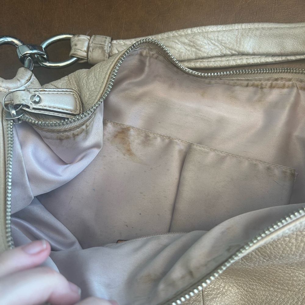 COACH Authentic KRISTEN LARGE HOBO Champagne/ Beige Leather 19303 - Picture 12 of 15